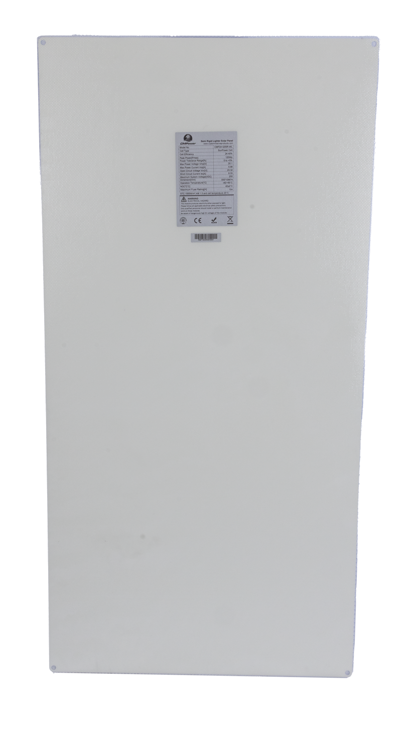120 Watt Walkable Semi-Rigid Light Solar Panel - Sunpower A+ Grade 24.4% Efficient Cells