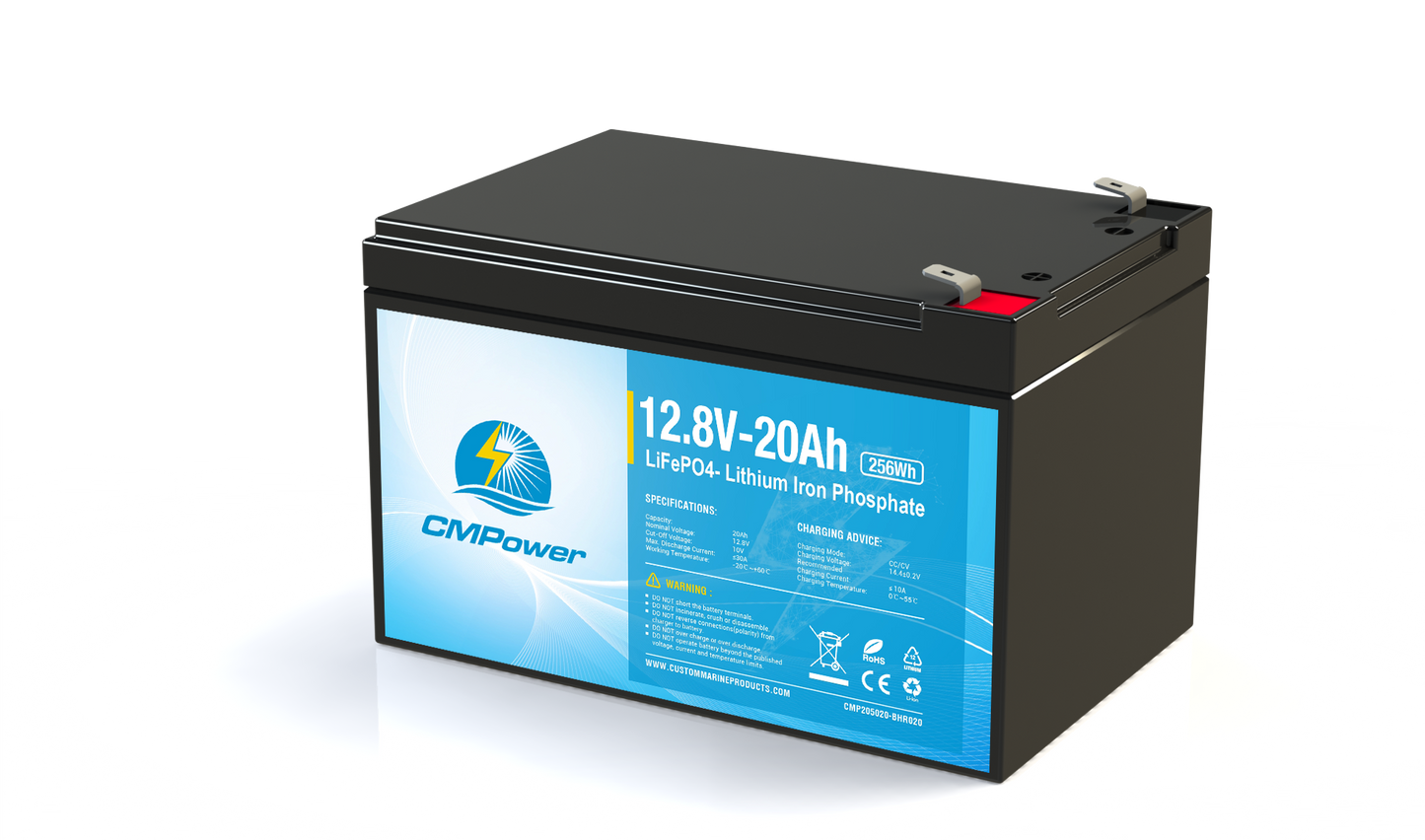 20 Ah 12 Volt 20 amp draw BMS - LiFePO4 Lithium Marine/Mobility Scooter Battery