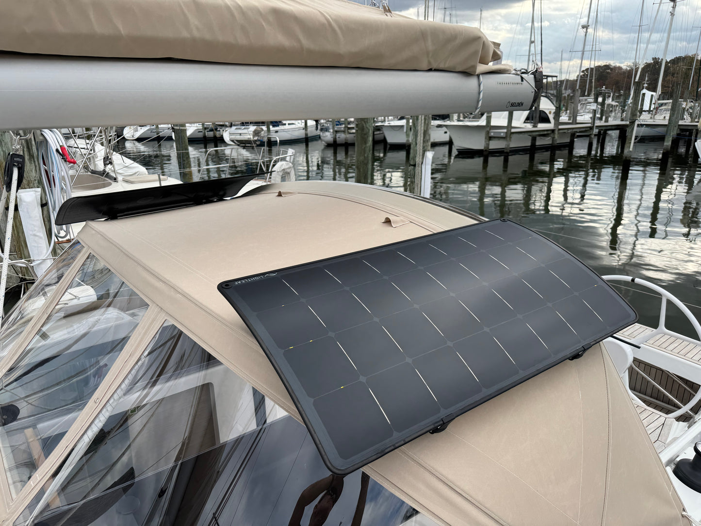 110 Watt Rail Mounted Adjustable Solar Panel With Carbon Fiber Backing